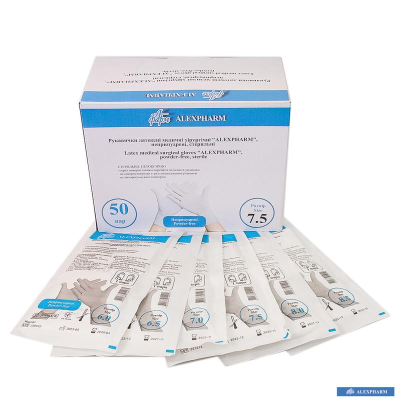 Рук. латек. мед. хірург. "ALEXPHARM", неприпудрені, стерил., р. 7,0